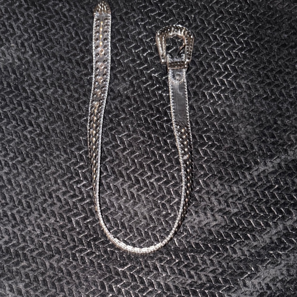 Studded Silver Leather Women's Belt